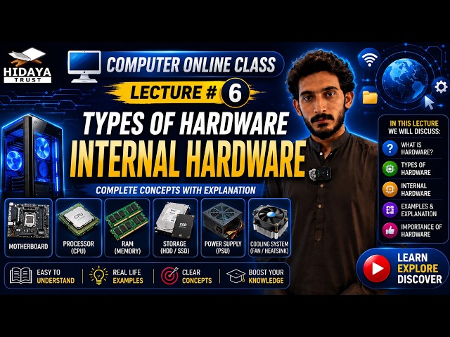 Computer IT | Lecture No. 6 | Types of Hardware | Hidaya Trust