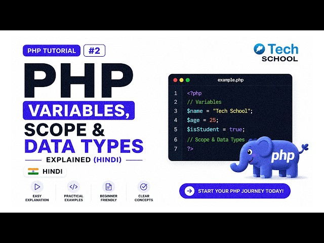 PHP Tutorial #2 | Variables, Scope & Data Types Explained (Hindi)