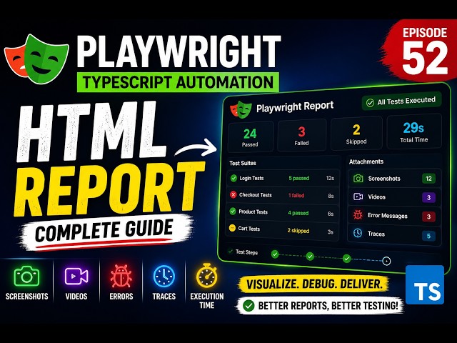 52. Playwright HTML Report Tutorial | Playwright TypeScript 2026
