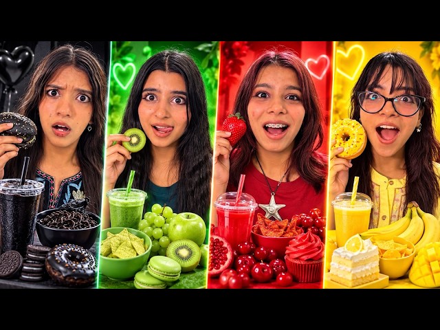 ONE COLOR Food Challenge for 24 Hours | soneha sisters Day 120/200