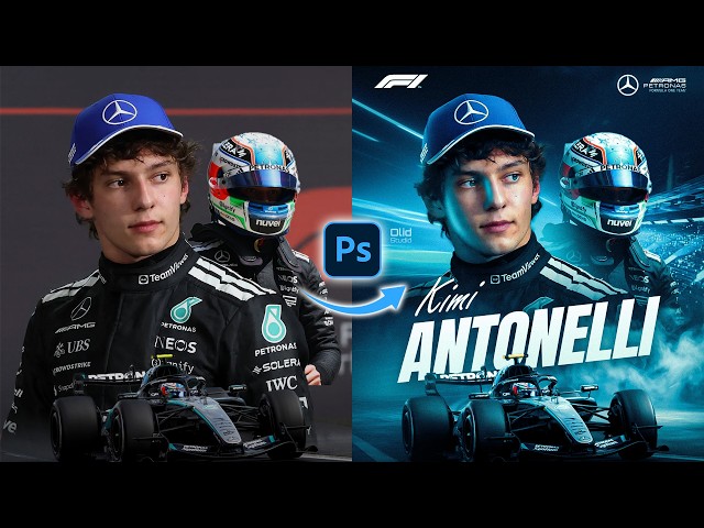 F1 Poster Design Using Photoshop | Andrea Kimi Antonelli - Mercedes