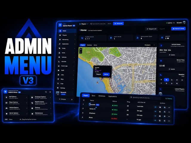 FiveM Admin Menu Script 🛡️ Quick Menu + Full Admin Panel, Live Map & Reports (ESX/QB/QBox)