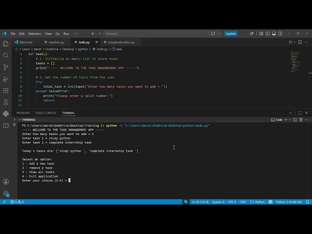 Task 2: To -Do Application using python (TechnohHacks)