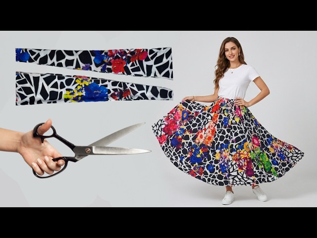 😍 8 Pieces Skirt Cutting and Sewing Without Pattern in 5 Minutes 💯