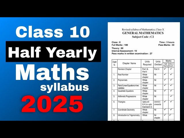 Class 10 half yearly syllabus 2025 General Maths SEBA ASSEB board