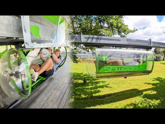 Pedal Powered Roller Coaster?! Shweeb at Velocity Valley (New Zealand)