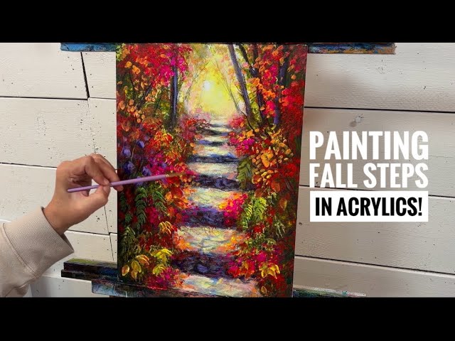 STEP INTO AUTUMN 🍂 Acrylic Painting Tutorial for Beginners! EASY 