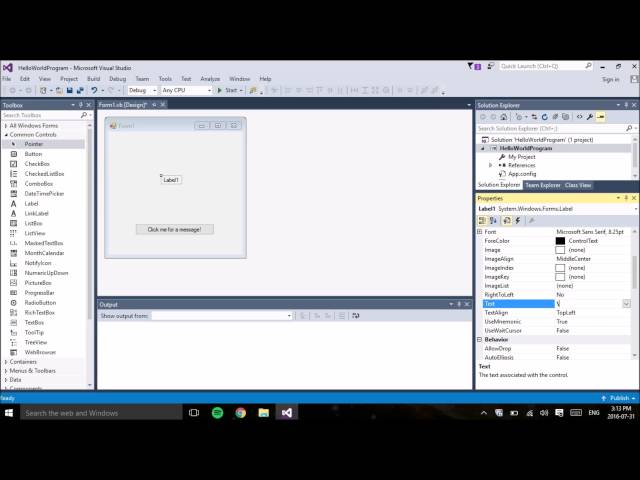 Visual Basic for Beginners Project #1 : Hello World Program | 2016 Tutorial