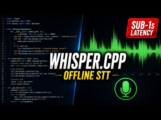 Building Offline Speech-to-Text with whisper.cpp and GLC v1 — Sub-Second Latency Demo