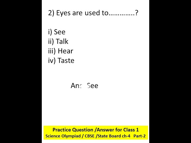 Practice Question /Answer for Class 1 Science Olympiad / CBSE /State Board ch-4   Part-2 #shorts