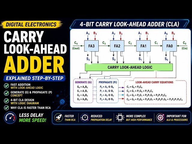 Carry Look-Ahead Adder (CLA) Explained | Generate & Propagate | Digital Electronics | Hindi