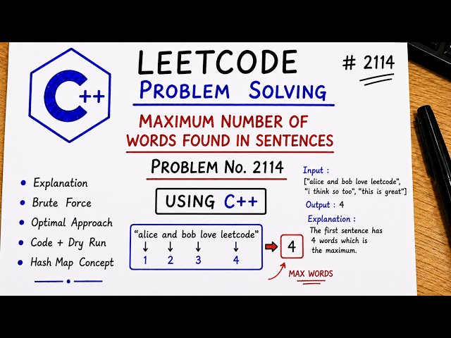 LeetCode 2114 | Maximum Number of Words Found in Sentences | C++ Solution | Easy | String Traversal