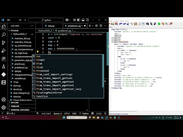 Algoritmo  Python, números impares y el promedio