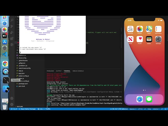 React native Setup for iOS simulator on Macbook M1 2021 - fixing issues with (cocoapods & build).