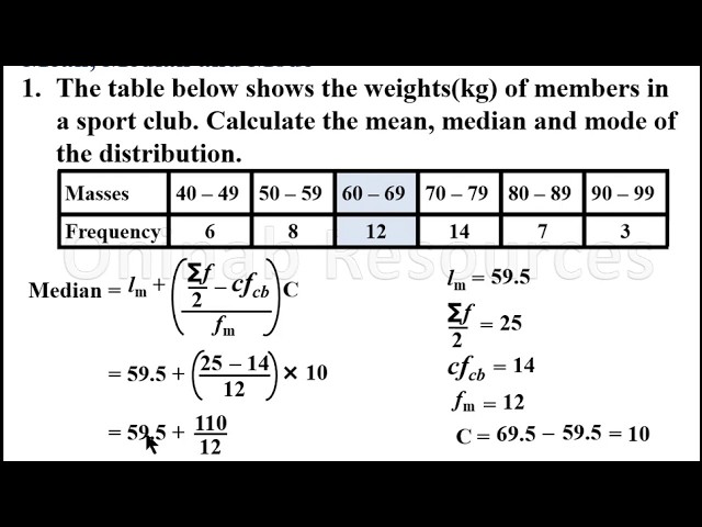 Mean, median and mode of grouped Data(Lesson 1)