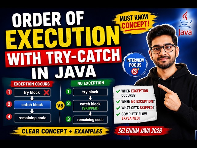 394. Order of execution with try catch blocks in Java (Selenium Java 2026)