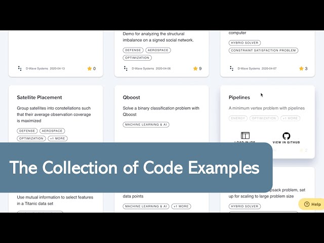 The Collection of Code Examples | D-Wave Leap