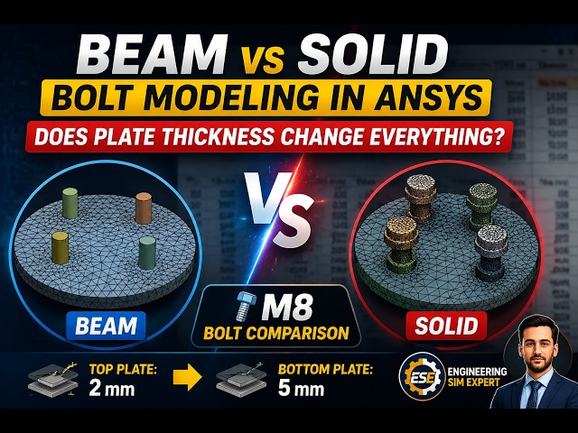 Beam vs Solid Bolt Modeling in ANSYS – Does Plate Thickness Change Everything?