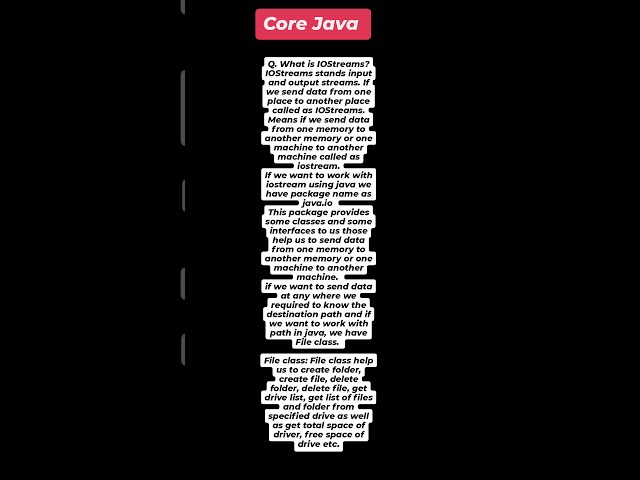 "Understanding IOStreams and File Class in Java | Working with Data and File Handling | Core Java !"