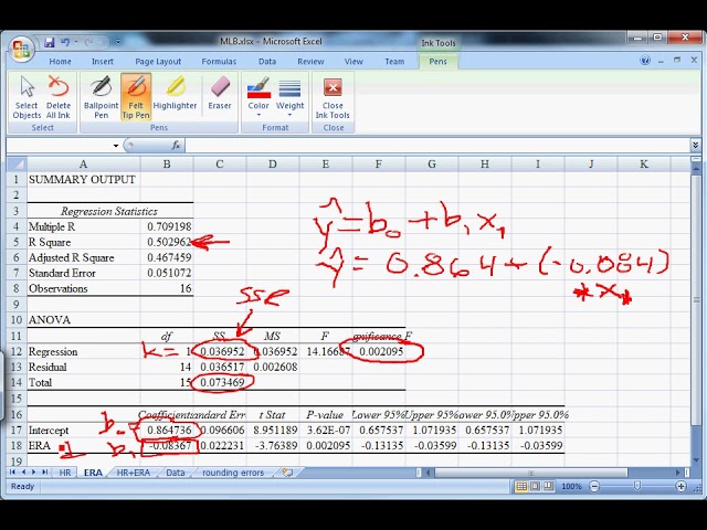 Excel Walkthrough 4 - Reading Regression Output