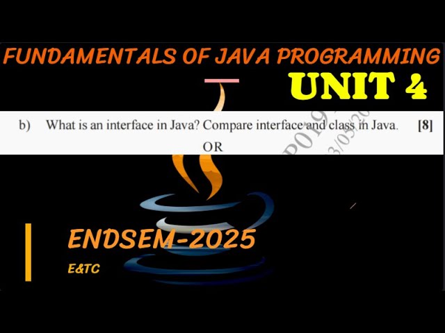 Interface  And Class  |Fundamentals Of Java Programming | SPPU | Entc | Endsem 2025 | Pattern2019