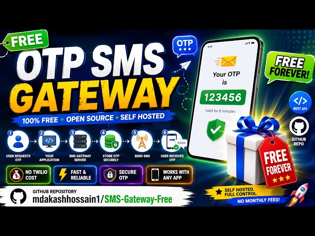 FREE SMS Gateway for OTP Verification | Android + REST API + Open Source