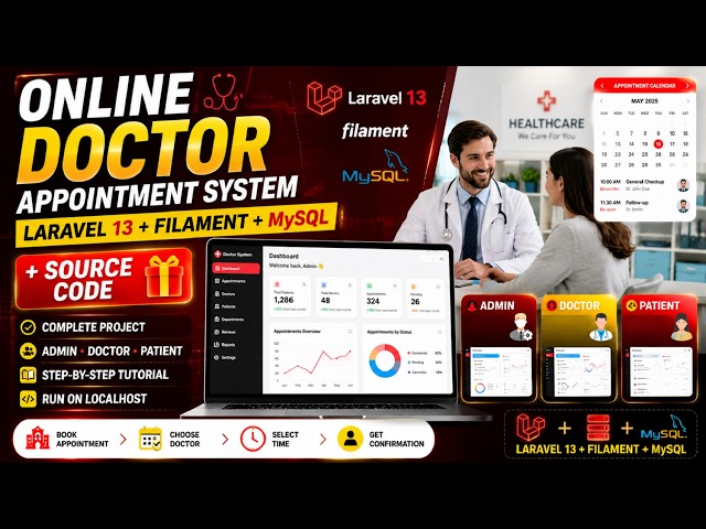 Online Doctor Appointment Booking System in Laravel 13 + Filament + Mysql + Source Code