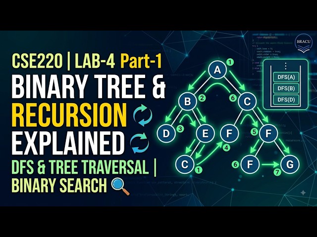 CSE220 | Lab 4 | Part 1 | Binary Tree, Search Recursion, DFS & Tree Traversal | Bangla | BRACU | CSE
