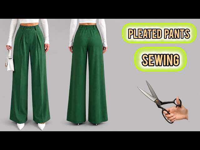 Women’s Pleated Pants Pattern Making & Sewing ✂️ Easy & Simple Tutorial for Beginners
