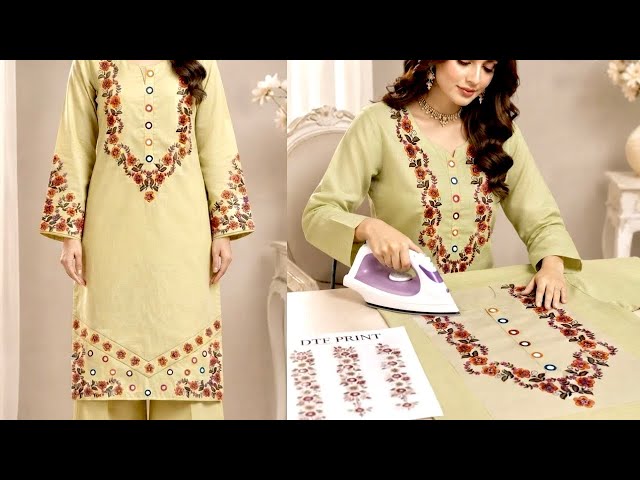 Transform Plain Kurti Into Designer Look With DTF Stickers | How to Apply Heat Transfer Stickers ...
