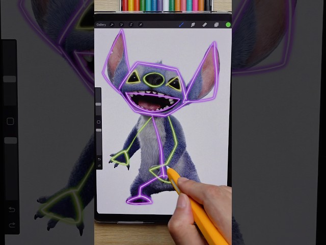 Watch Me Draw Stitch!✏️👽 #art #drawing #disney