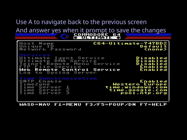 How to enable C64 Ultimate Web Interface