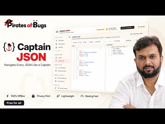 Captain JSON 🏴‍☠️ Best json viewer and validator with 20+ Tools
