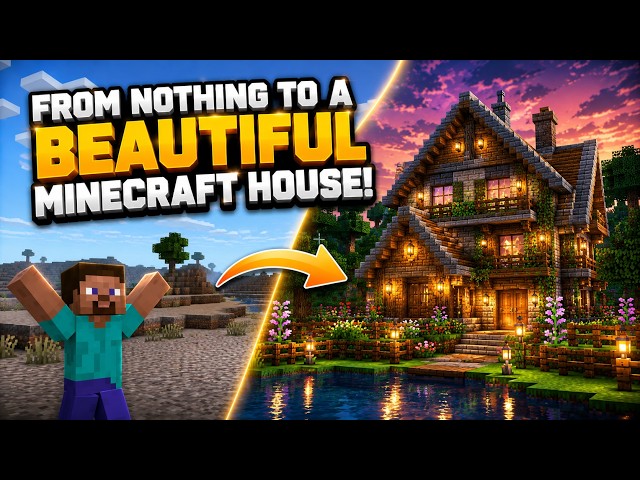 From Nothing to a Beautiful Minecraft House! Minecraft Creative Mode -   Full Gameplay