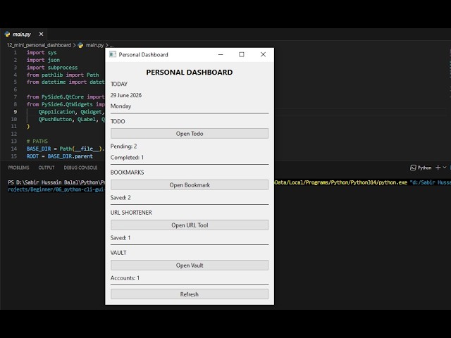 Personal Dashboard | CLI, GUI & Small Apps (Project 12)
