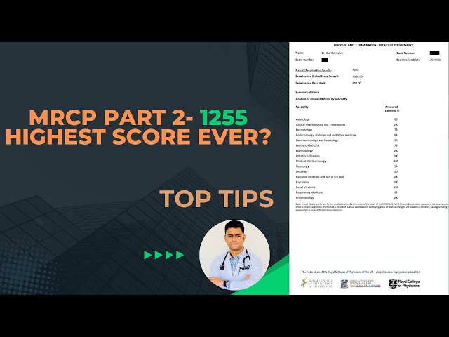 MRCP Part 2 Highest Score Ever? | My Strategy to 1255 Marks
