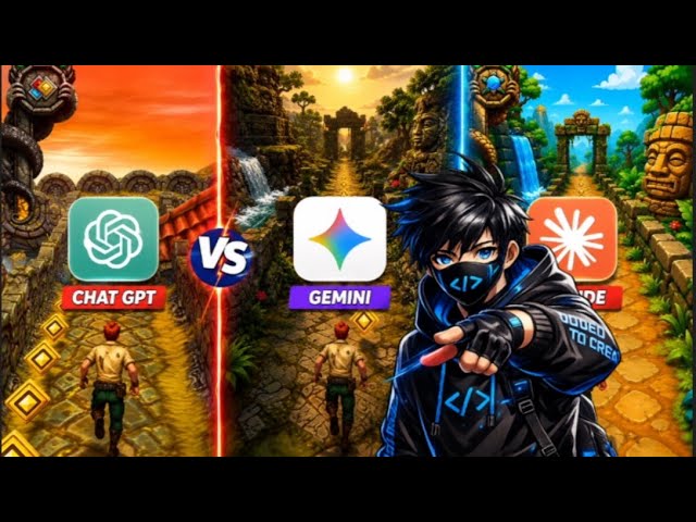 I Tried Making Temple Run with AI (ChatGPT vs Gemini vs Claude) 😱 | Unexpected Game Result 
