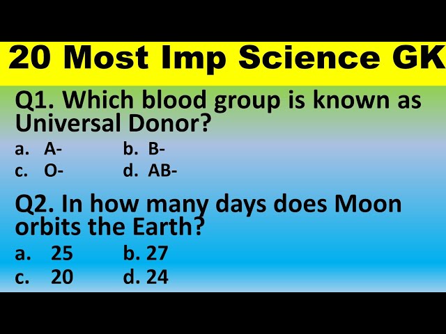 Top 20 Science GK questions in English for competitive exams  | Important Science gk quiz