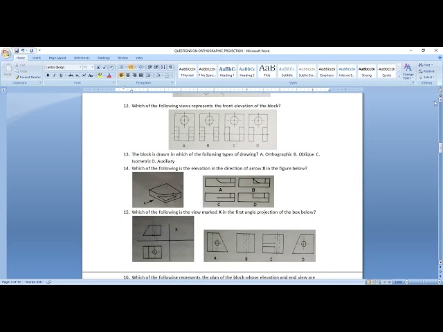 OBJECTIVE QUESTIONS ON ORTHOGRAPHIC PROJECTION PROBLEMS - 1