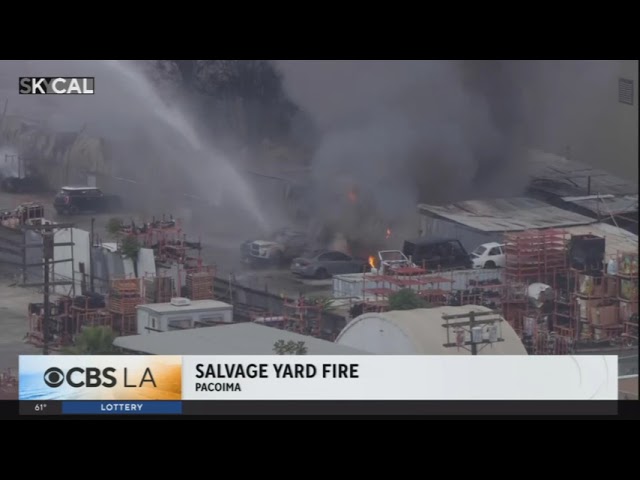 CBS LA at 8pm Fire at Pacoima Auto Salvage Yard 2026 05 03 1