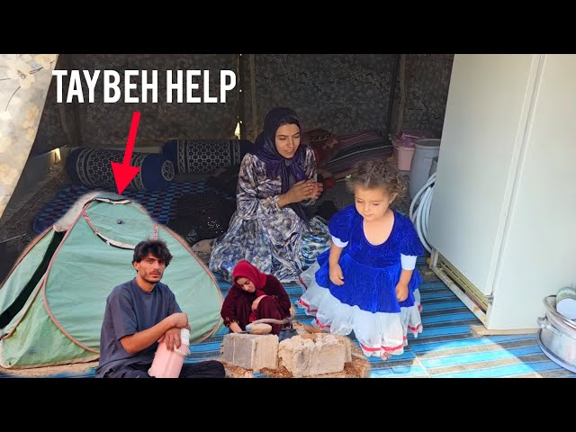 "A Close Companion: Tayebeh extends a helping hand to Raheleh in the Stone House."