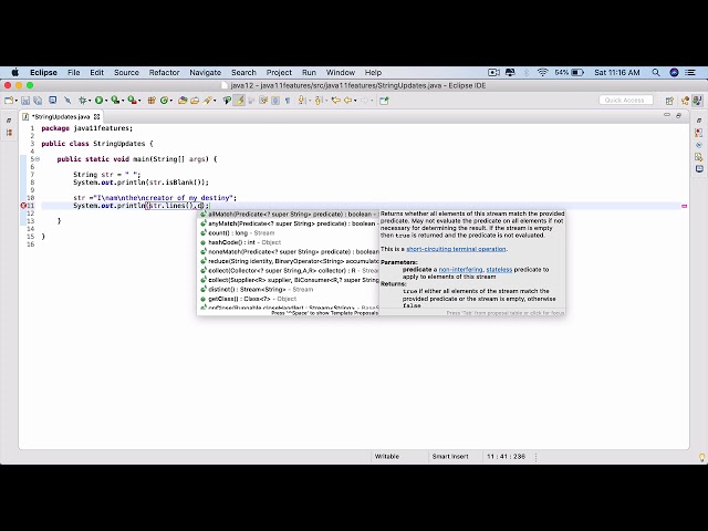Java 11 Features - Updates to String Class