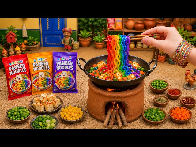How To Cook Miniature Cheese Rainbow Maggi Noodles by Miniature Village Cooking