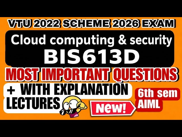 Esquema VTU 2022 | Computación en la nube y seguridad (BIS613D) | Preguntas más importantes para ...