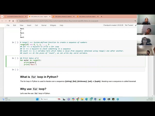 Part 13 | Python Tutorial - For Loop, Range, Lists and Len function | CCC Training