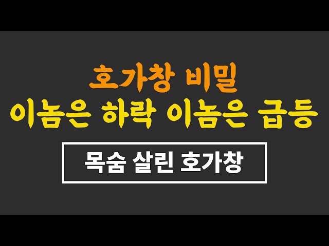 실전에서 호가창 분석은 주식트레이더를 죽이고 살립니다 - 단타매매영상