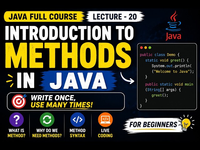 Introduction to Methods in Java | Java Complete Course #15 | Methods for Beginners