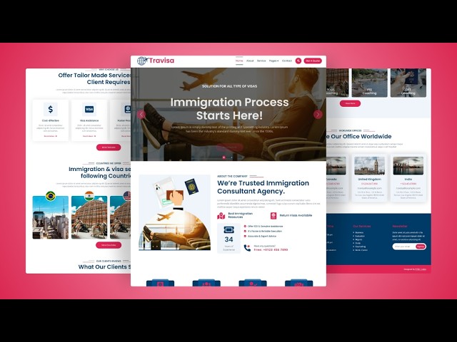 Responsive Immigration & Visa Website Design | HTML, CSS & JS | Free Source Code