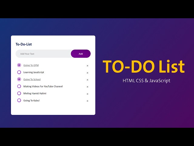 To Do List Using HTML, CSS & JavaScript | FMK Tech - پښتو
