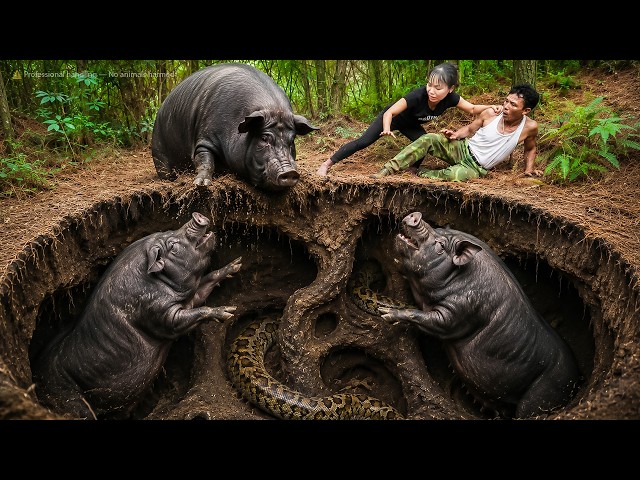 72 Hours Survival: Hidden Wild Python Ambushes a Wild Boar — Father & Daughter Face Danger!